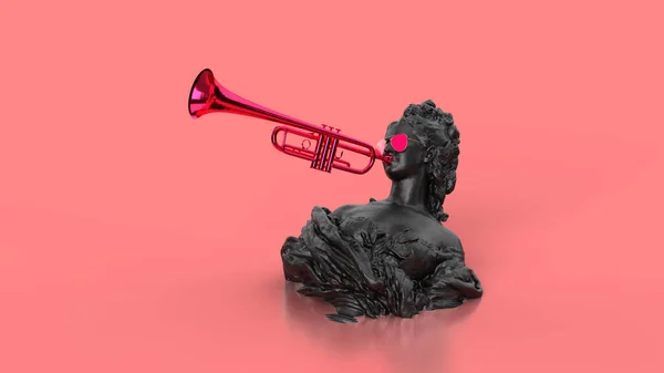 Візуалізація Моди Чорна Скульптура Гра Тромпе — стокове фото