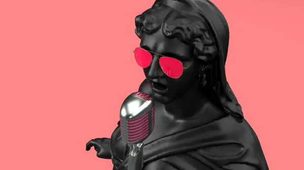 Render Rózsaszín Háttér Fekete Énekes Romantikus Zene — Stock Fotó