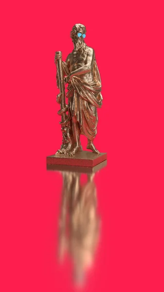 Estatua Renderizado Altura Completa Sobre Fondo Magenta — Foto de Stock