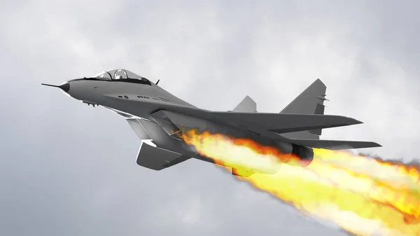 3Dレンダリング戦闘機ジェット撃墜燃焼ウクライナ戦争ロシア — ストック写真