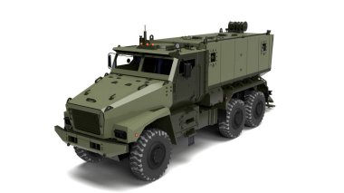3D Rus askeri aracını asker perspektifi izole edildi