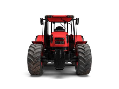 3d render red tractor farming plowing the land clipart