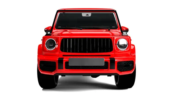 3Dレンダリング大きな赤い車の隔離されたフロント ロイヤリティフリーのストック画像