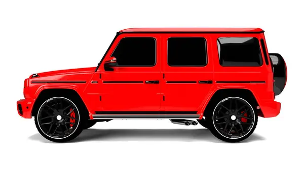 3Dレンダリング大きい赤い車の隔離された印刷可能 ストック画像