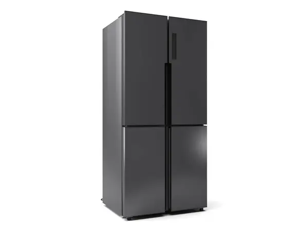Рендеринговий Холодильник Сучасний Чорний Ізольований Ліцензійні Стокові Фото