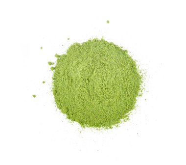 Beyaz zeminde yeşil çay tozu