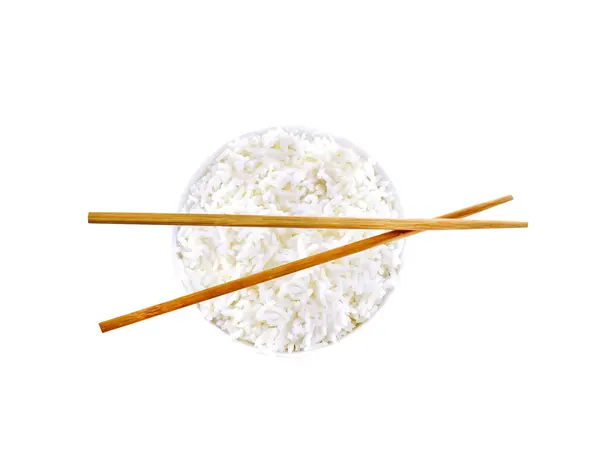 白い背景の茶碗の中の米は ストック画像
