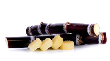 Beyaz zemin üzerine şeker kamışı