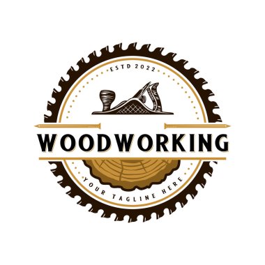 carpenter vintage logo design. hand plane, saw and wood icon, for carpentry, furniture, crafts and home improvement.