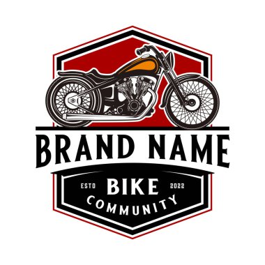 classic motorcycle vector logo. in emblematic style for a motorcycle club or repair shop.
