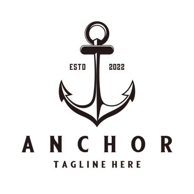 hand drawn retro anchor vintage logo for company with classic look
