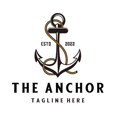 hand drawn retro anchor vintage logo for company with classic look