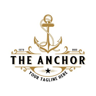 hand drawn retro anchor vintage logo for company with classic look