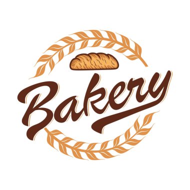 bakery logo design. with wheat and bread concept in vintage style.