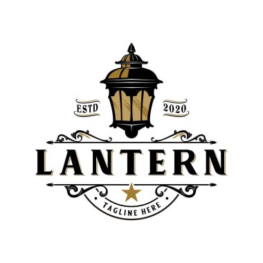 vintage hand drawn lantern logo design. Perfect for badges, camping labels. symbol for outdoor activities