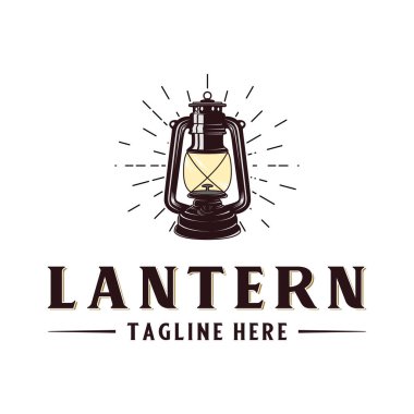 vintage hand drawn lantern logo design. Perfect for badges, camping labels. symbol for outdoor activities