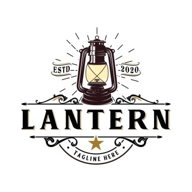 vintage hand drawn lantern logo design. Perfect for badges, camping labels. symbol for outdoor activities