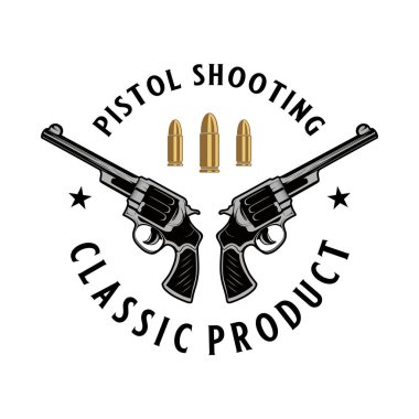 classic gun logo design. concept of two guns with bullets, for shooting training, repair or gun shop. clipart