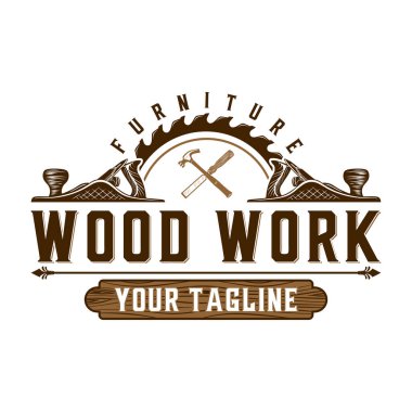 carpenter vintage logo design. hand plane and saw icon, for carpentry, furniture, construction and home improvement.