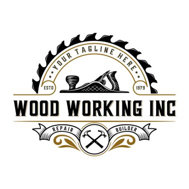 carpenter vintage logo design. hand plane and saw icon, for carpentry, furniture, construction and home improvement.