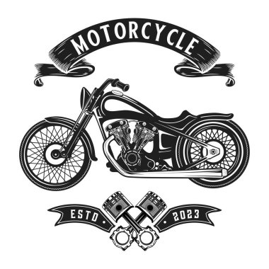 Motosiklet logosu. Amerikan klasik motosiklet severler için motosiklet konsepti yaptı.