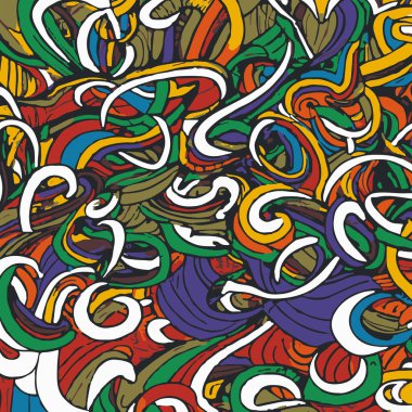 Randomly Colourful Waves. Hand drawn art.