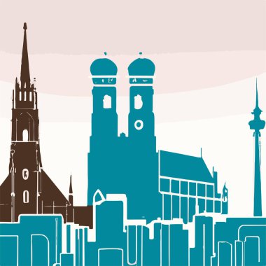 Munich Germany City Skyline With Marien Church.