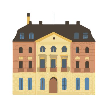 Vector Icon Of Old German Berlin House Separated On White. Handmade vector art.