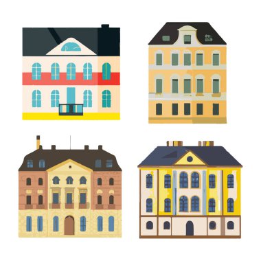 Set Of German Berlin House Vector Icons. Handmade vector art.