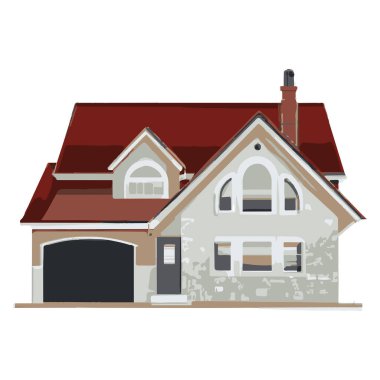 Canadian Single Family House Separated On White. Handmade vector art.