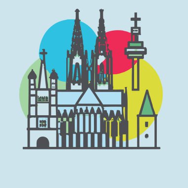 Renkli Köln, Almanya Skyline İllüstrasyonu