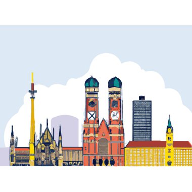 Münih, Almanya Skyline Görüntü