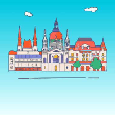 Budapeşte, Macaristan Seyahat Skyline Illustration