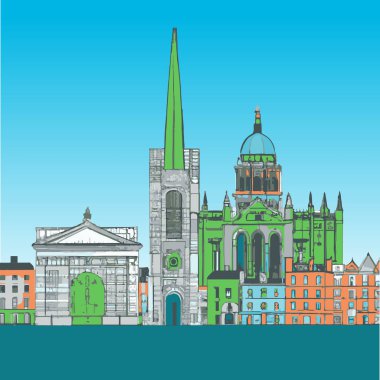 Dublin, İrlanda Skyline Illustration
