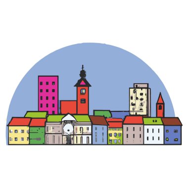 Ljubljana, Slovenya Seyahat Skyline İllüstrasyonu