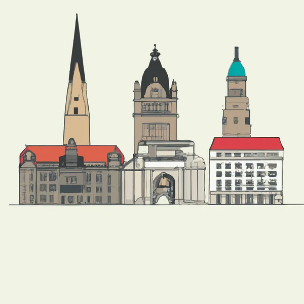 Ícone Vetorial Ilustração Horizonte Leipzig — Vetor de Stock