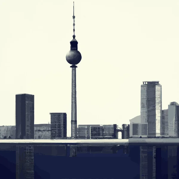 Berlin Deutschland City Skyline Illustration — Stockvektor