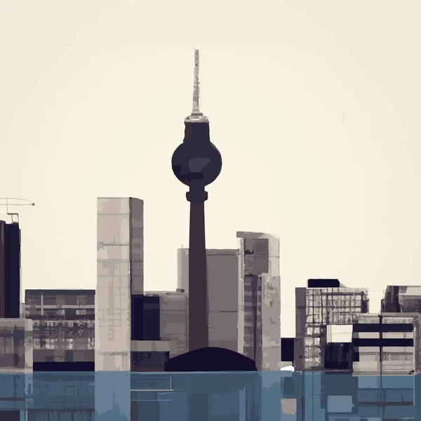 Berlin Almanya Şehri Skyline Siyah Beyaz Görüntü — Stok Vektör