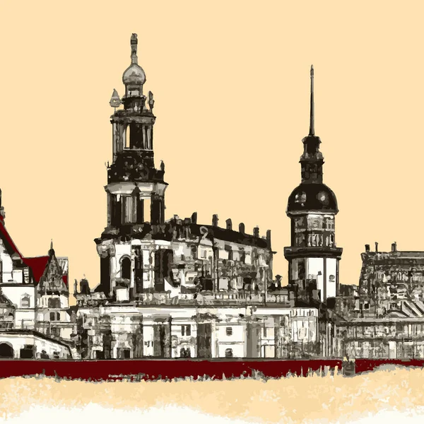 Antigua Dresde Alemania Ilustración — Archivo Imágenes Vectoriales