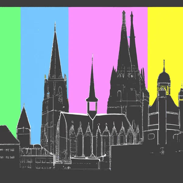 Icon Cologne Duitsland Skyline Illustratie — Stockvector