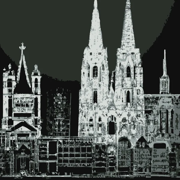 Keulen Duitsland City Skyline Met Kerkelijke Illustratie — Stockvector