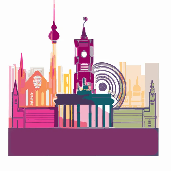 Berlin Deutschland Vector Skyline Illustration — Stockvektor