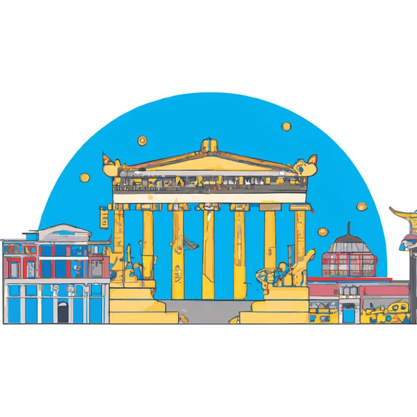 Aten Grekland City Skyline Illustration — Stock vektor