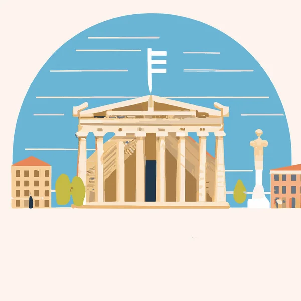 アテネ ギリシャの寺院イラスト — ストックベクタ