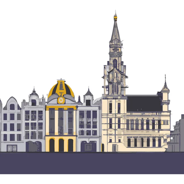 Bruksela Belgia Ilustracja Podróży — Wektor stockowy