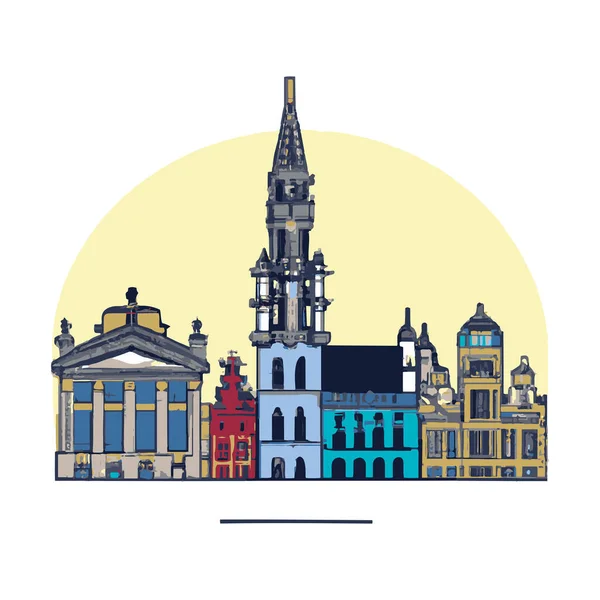Bruxelles Belgique Skyline Illustration — Image vectorielle