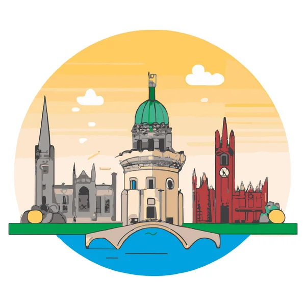 Dublin Irland Art Illustration — Stockvektor