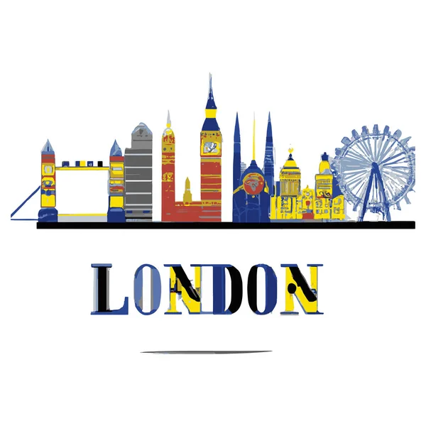 London Färgrik Skyline Illustration — Stock vektor