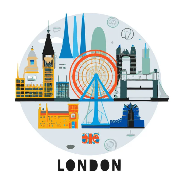 Londres Grande Bretagne Skyline Illustration — Image vectorielle