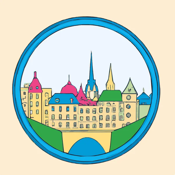 Luxembourg City Illustration Colorée Horizon — Image vectorielle